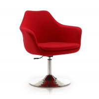 Manhattan Comfort AC039-RD Kinsey Red and Polished Chrome Wool Blend Adjustable Height Swivel Accent Chair